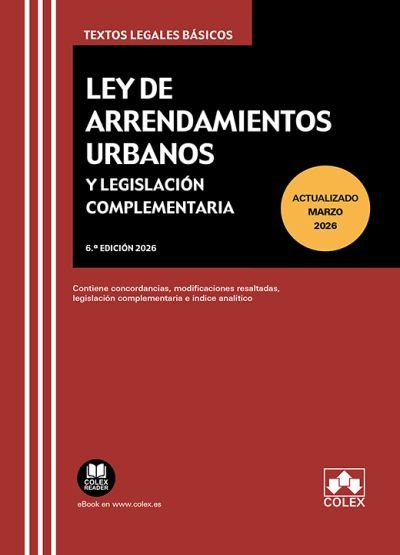 Ley arrendamientos urbanos y legislacion complementaria 6ªe, de AA.VV. | portada del libro