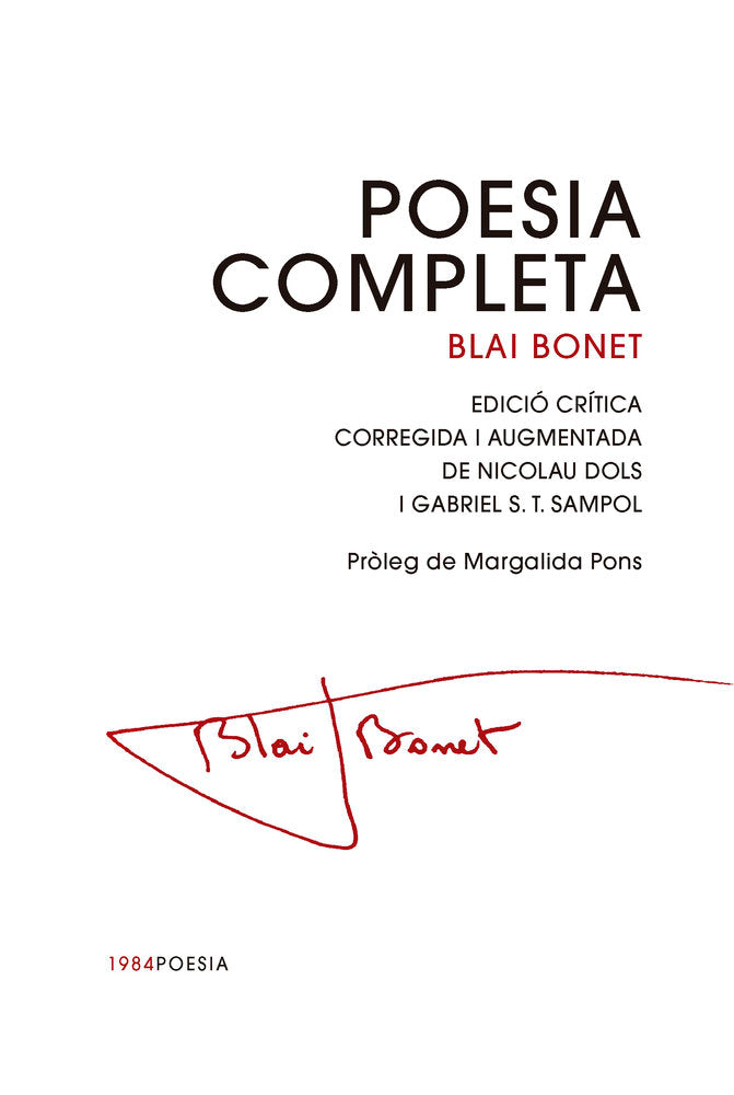 POESIA COMPLETA, de BONET, BLAI | portada del libro