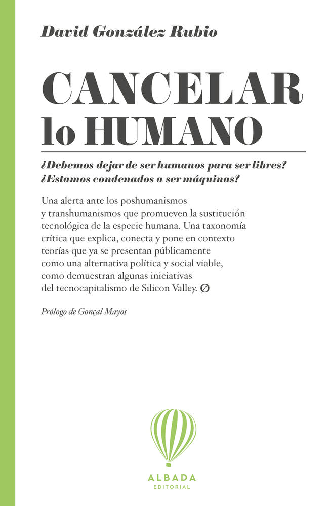 CANCEL·LAR L'HUMA, de GONZALEZ RUBIO, DAVID | portada del libro