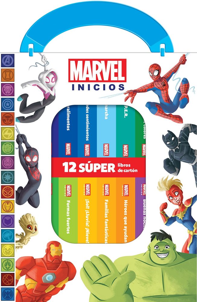 MARVEL INICIOS - MI PRIMERA BIBLIOTECA - 12 LIBROS DE CARTON - PI KIDS, de , MARVEL | portada del libro