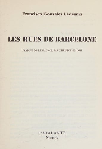 LES RUES DE BARCELONE, de GONZALEZ LEDESM | portada del libro
