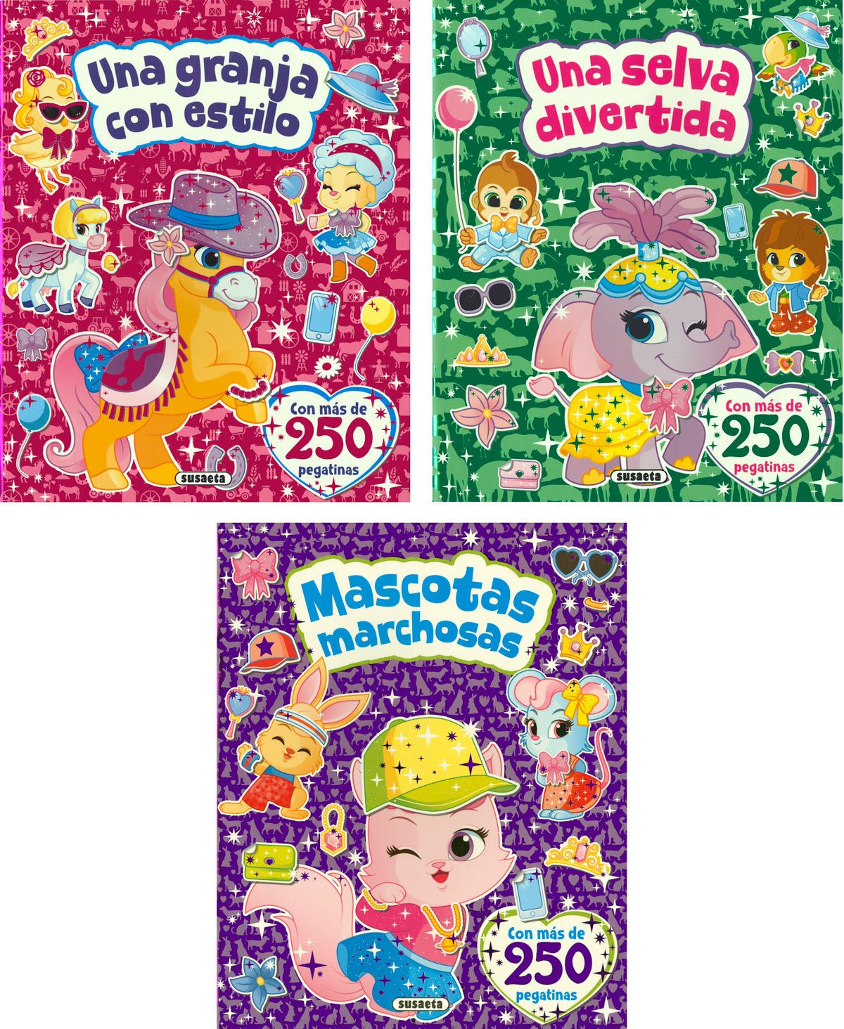 Animales y pegatinas (3 títulos), de Susaeta | portada del libro