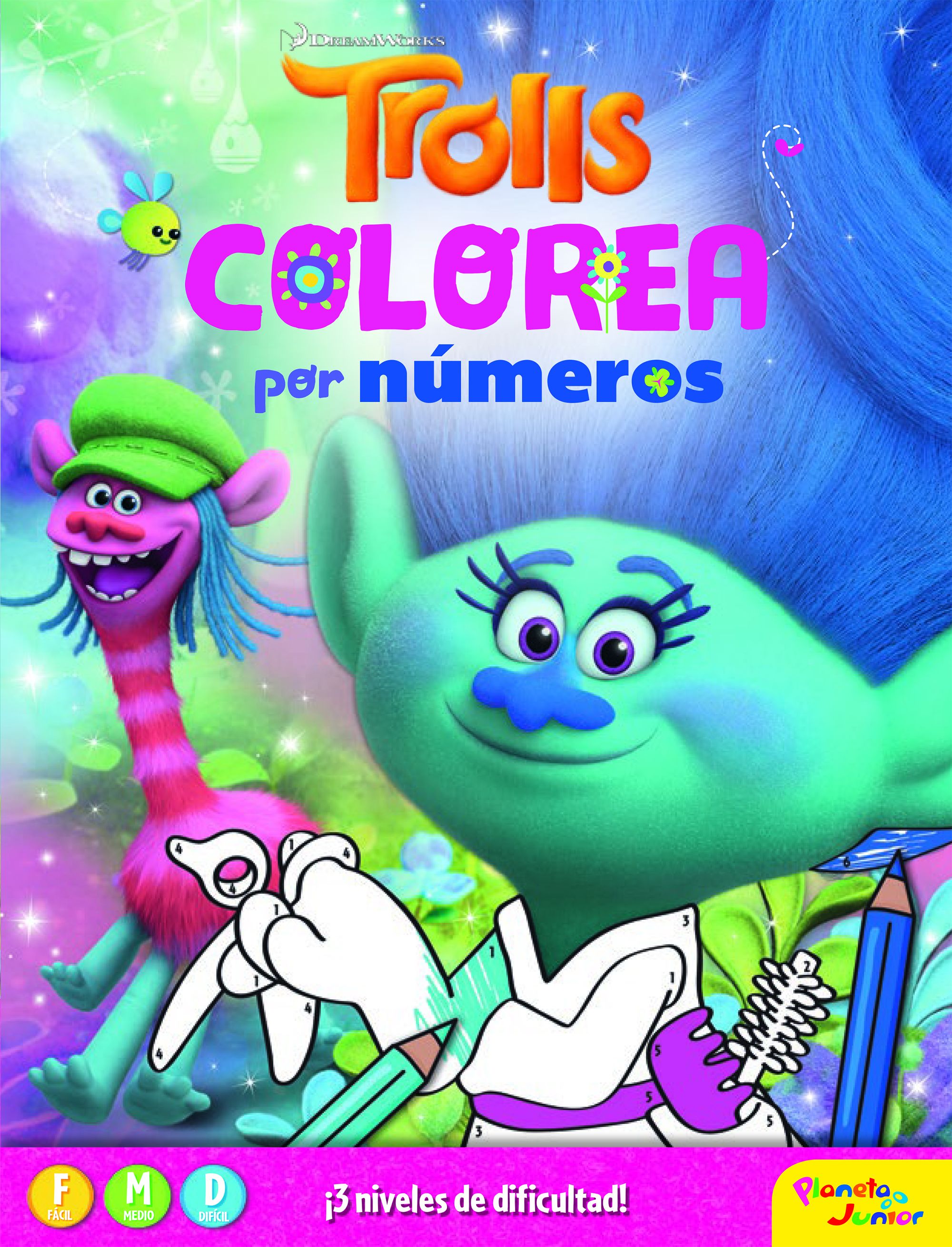 Trolls. Colorea por números, de Dreamworks | portada del libro