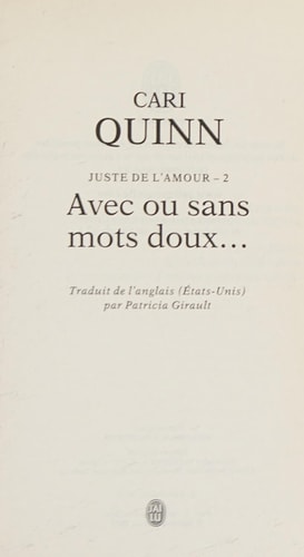 VEC OU SANS MOTS DOUX..., de Cari Quinn | portada del libro