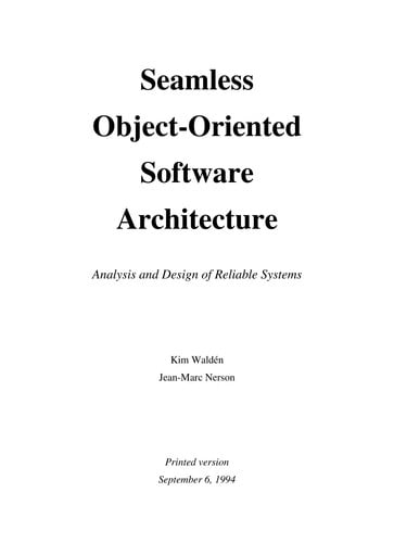 SEAMLESS OBJECT-ORIENTED SOFTWARE, de WALDEN | portada del libro