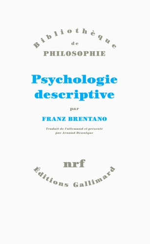 PSYCHOLOGIE DESCRIPTIVE, de Franz Brentano | portada del libro