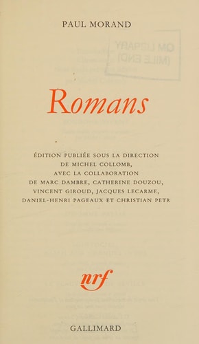 ROMANS, de Paul Morand | portada del libro