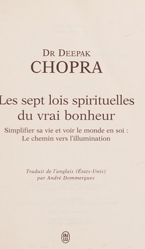 ES SEPT LOIS SPIRITUELLES DU, de Deepak Chopra | portada del libro