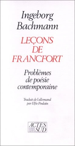 LECONS DE FRANCFORT, de Ingeborg Bachmann | portada del libro