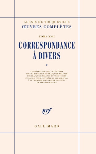 OEUVRES COMPLETES TOME XVII T1, de Alexis de Tocqueville | portada del libro