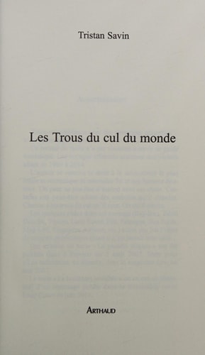 LES TROUS DU CUL DU MONDE, de Tristan Savin | portada del libro