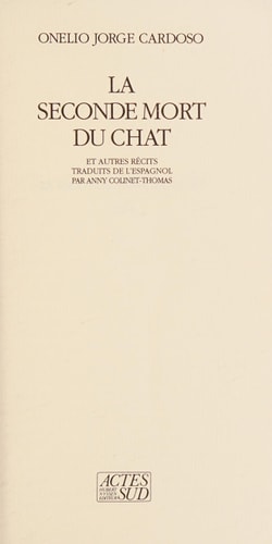 LA SECONDE MORT DU CHAT, de Onelio Jorge Cardoso | portada del libro