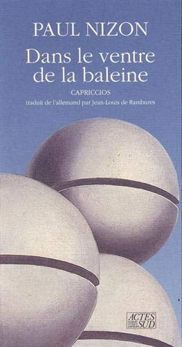 DANS LE VENTRE DE LA BALEINE, de Paul Nizon | portada del libro