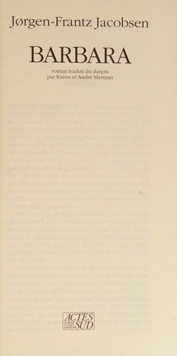 BARBARA, de Jorgen-Frantz Jacobsen | portada del libro