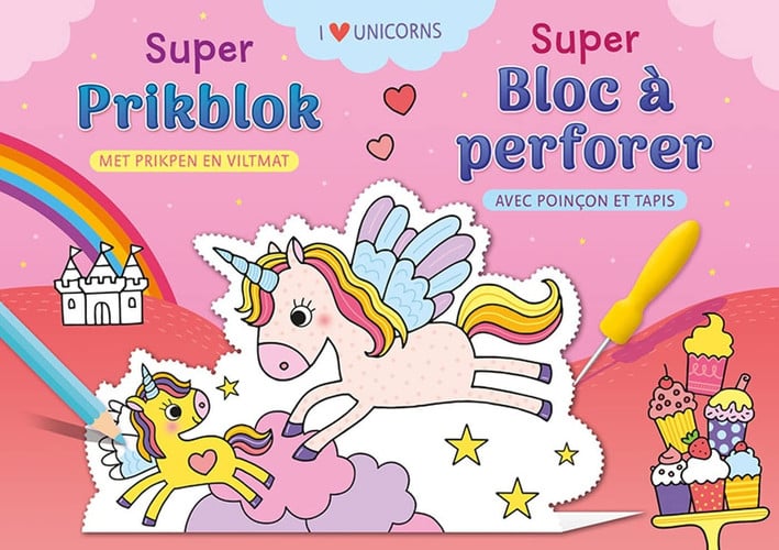 SUPER BLOC A PERFORER LICORNES I LOVE UNICORNS, de COLLECTIF | portada del libro