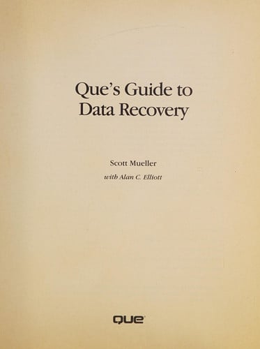 QUER'S GUIDE TO DATA RECOVERY, de QUE | portada del libro