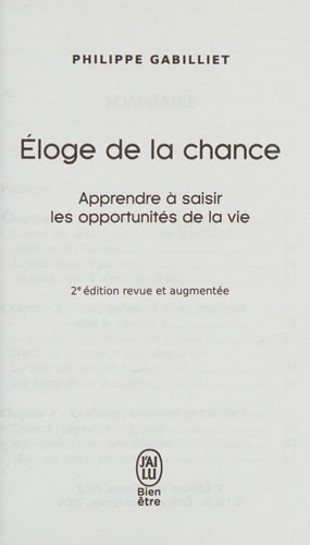 LOGE DE LA CHANCE, de Philippe Gabilliet | portada del libro