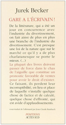 GARE A LECRIVAIN, de Jurek Becker | portada del libro