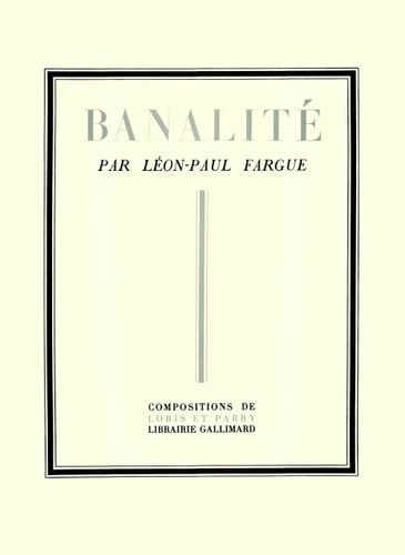 BANALITE, de Fargue | portada del libro