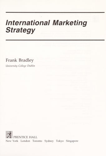 INTERNATIONAL MARKETING STRATEGY, de BRADLEY | portada del libro