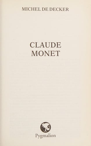 LAUDE MONET, de DECKER MICHEL DE | portada del libro