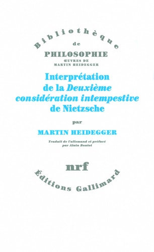 INTERPRETATION DE LA DEUXIEME CONSIDERATION INTEMPESTIVE DE NIE, de Martin Heidegger | portada del libro