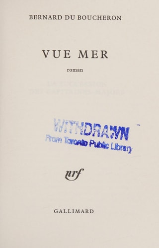 VUE MER, de Du Boucheron | portada del libro