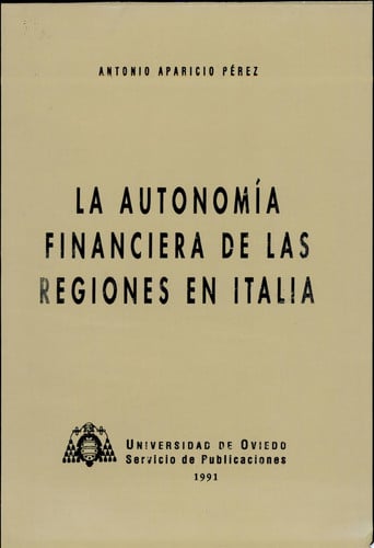 La autonomía financiera de las regiones de Italia, de Aparicio Pérez | portada del libro