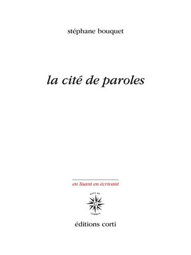 LA CITE DE PAROLES, de BOUQUET STEPHAN | portada del libro