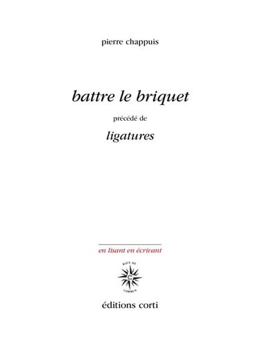 BATTRE LE BRIQUET, de CHAPPUIS PIERRE | portada del libro