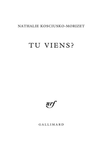 TU VIENS ?, de Nathalie Kosciusko-Morizet | portada del libro