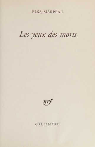 LES YEUX DES MORTS, de Elsa Marpeau | portada del libro