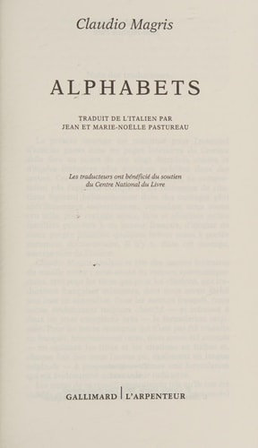 ALPHABETS, de Claudio Magris | portada del libro