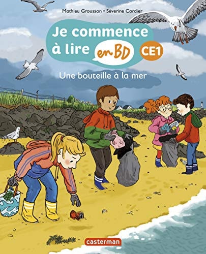 JE COMMENCE A LIRE EN BD -8- UNE BOUTEILLE A LA MER CE1, de Mathieu Grousson | portada del libro