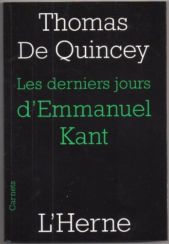 ES DERNIERS JOURS D'EMMANUEL KANT, de Thomas De Quincey | portada del libro