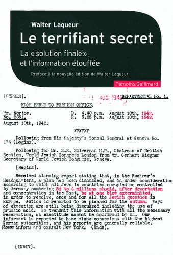 TERRIFIANT SECRET, de Walter Laqueur | portada del libro
