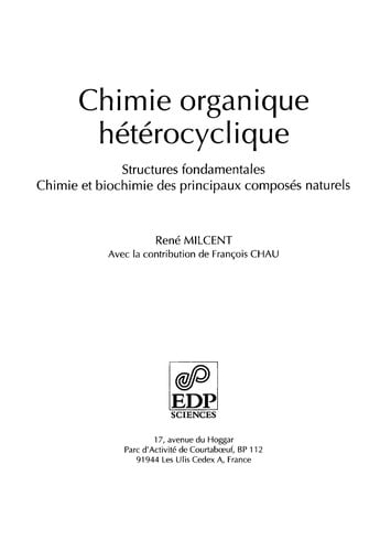 CHIMIE ORGANIQUE HETEROCYCLIQUE, de MILCENT RENE | portada del libro