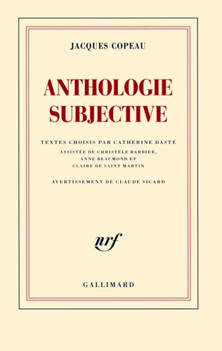 ANTHOLOGIE SUBJECTIVE, de Jacques Copeau | portada del libro