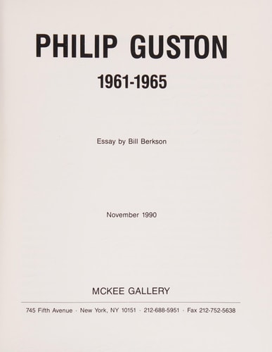 Philip Guston | portada del libro