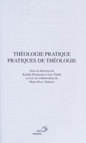 THEOLOGIE PRATIQUE PRATIQUES DE THEOLOGIE, de Karlijn Demasure | portada del libro