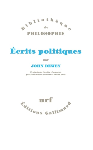 ECRITS POLITIQUES, de John Dewey | portada del libro