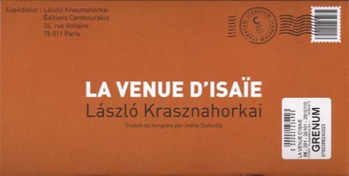 LA VENUE DISAØE, de László Krasznahorkai | portada del libro