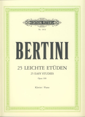 BERTINI 25 EASY STUDIES OPUS 100 PIANO, de BERTINI | portada del libro