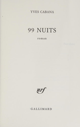 99 NUITS, de Yves Cabana | portada del libro