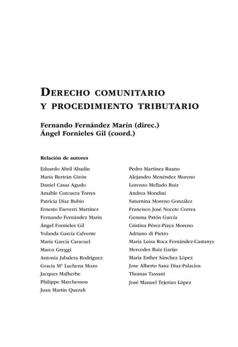 Derecho comunitario y procedimiento tributario., de Fernandez Marin | portada del libro