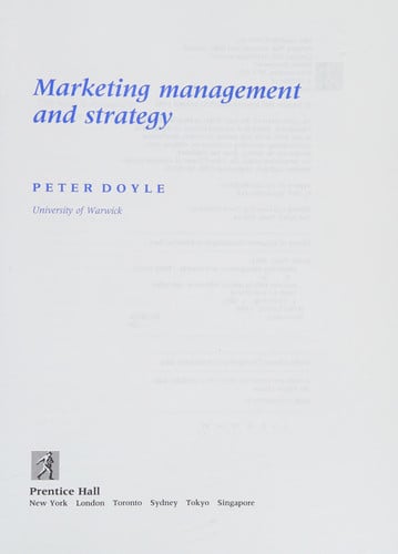 MARKETING MANAGEMENT STRATEGY, de DOYLE | portada del libro