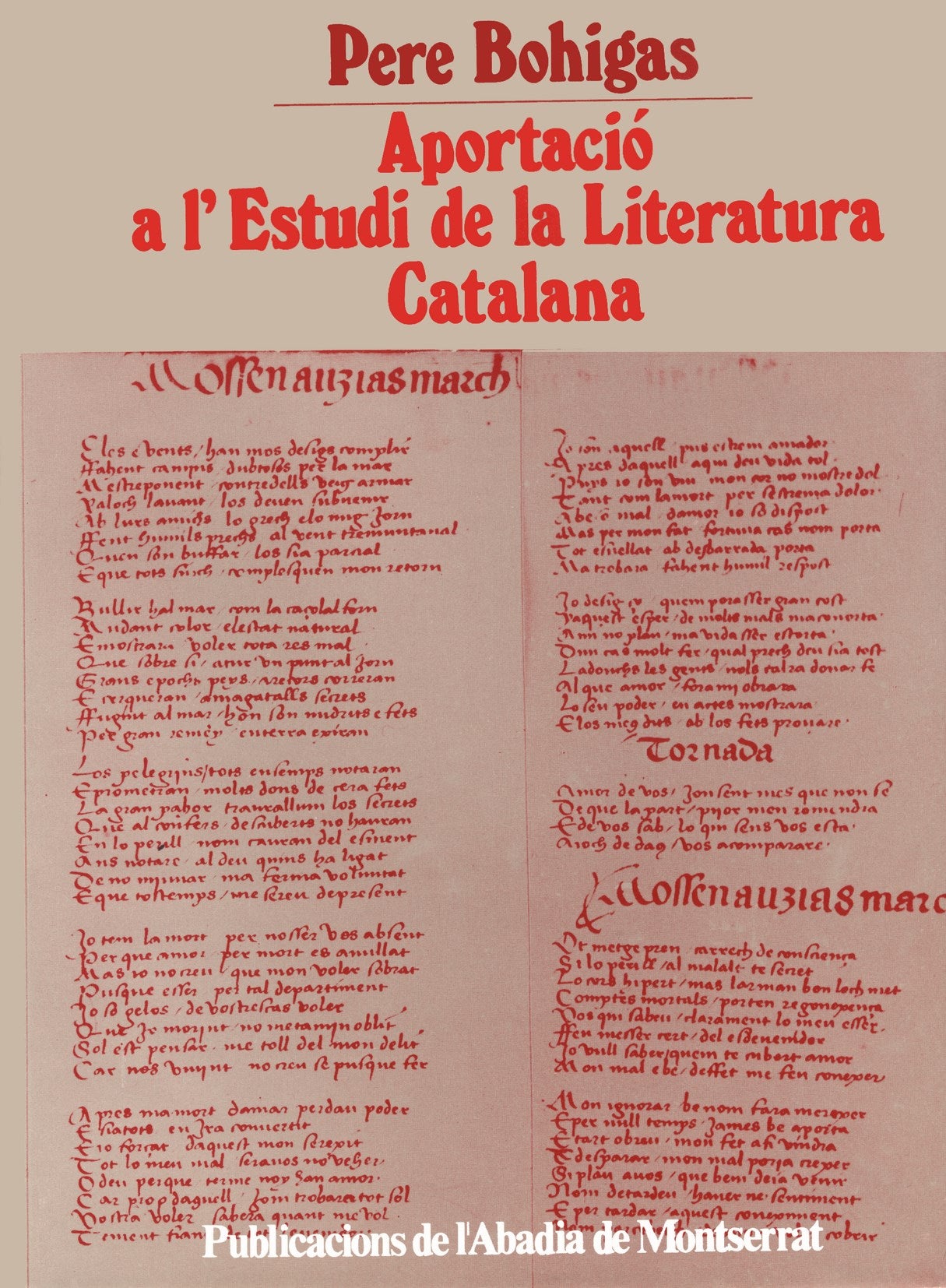 Aportació a l'estudi de la literatura catalana, de Bohigas Balaguer | portada del libro