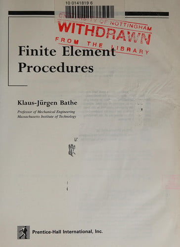 FINITE ELEMENTS PROCEDURES, de JURGEN BATHE | portada del libro