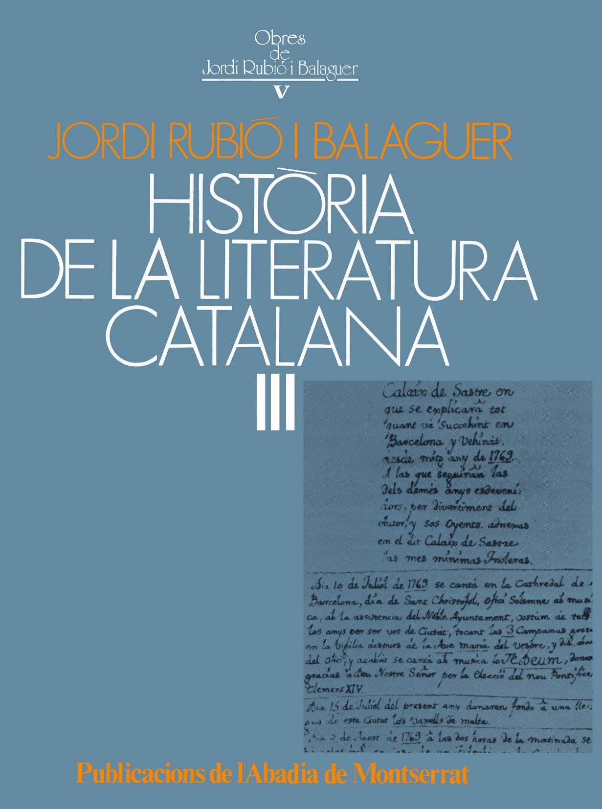 Història de la literatura catalana, III, de Rubió i Balaguer | portada del libro