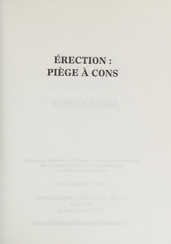 ERECTION PIEGE A CONS, de Yannick Bourg | portada del libro